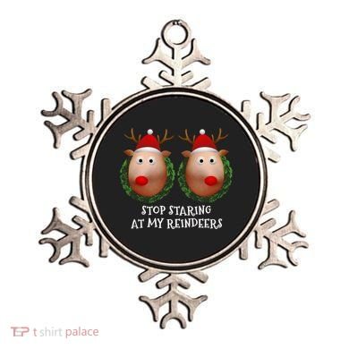 Stop Staring At My Reindeers Boobs Ugly Gag Xmas Sweater Funny Gift Ornament