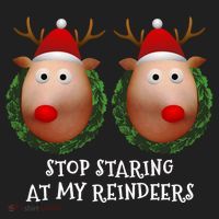 Stop Staring At My Reindeers Boobs Ugly Gag Xmas Sweater Funny Gift Golf Towel thumb 3