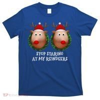Stop Staring At My Reindeers Boobs Ugly Gag Xmas Sweater Funny Gift T-Shirt thumb 0