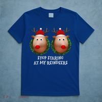 Stop Staring At My Reindeers Boobs Ugly Gag Xmas Sweater Funny Gift T-Shirt thumb 5