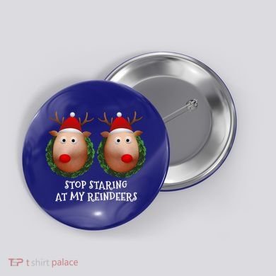 Stop Staring At My Reindeers Boobs Ugly Gag Xmas Sweater Funny Gift Button
