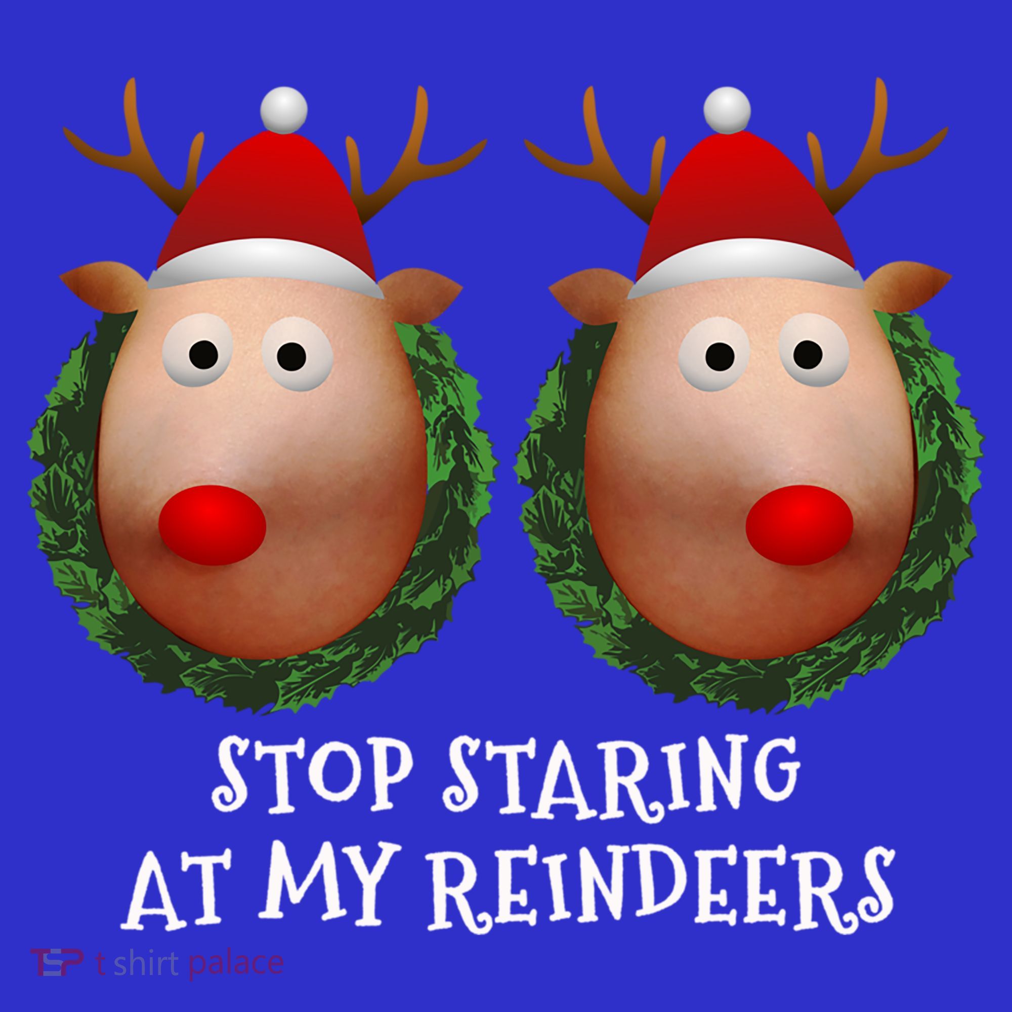 Stop Staring At My Reindeers Boobs Ugly Gag Xmas Sweater Funny Gift Women's Tank Top