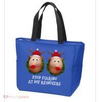 Stop Staring At My Reindeers Boobs Ugly Gag Xmas Sweater Funny Gift Tote Bag thumb 3