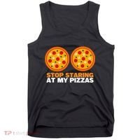 Stop Staring At My Pizza Party Women Funny Pizza Tank Top thumb 0