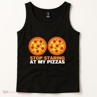 Stop Staring At My Pizza Party Women Funny Pizza Tank Top thumb 2