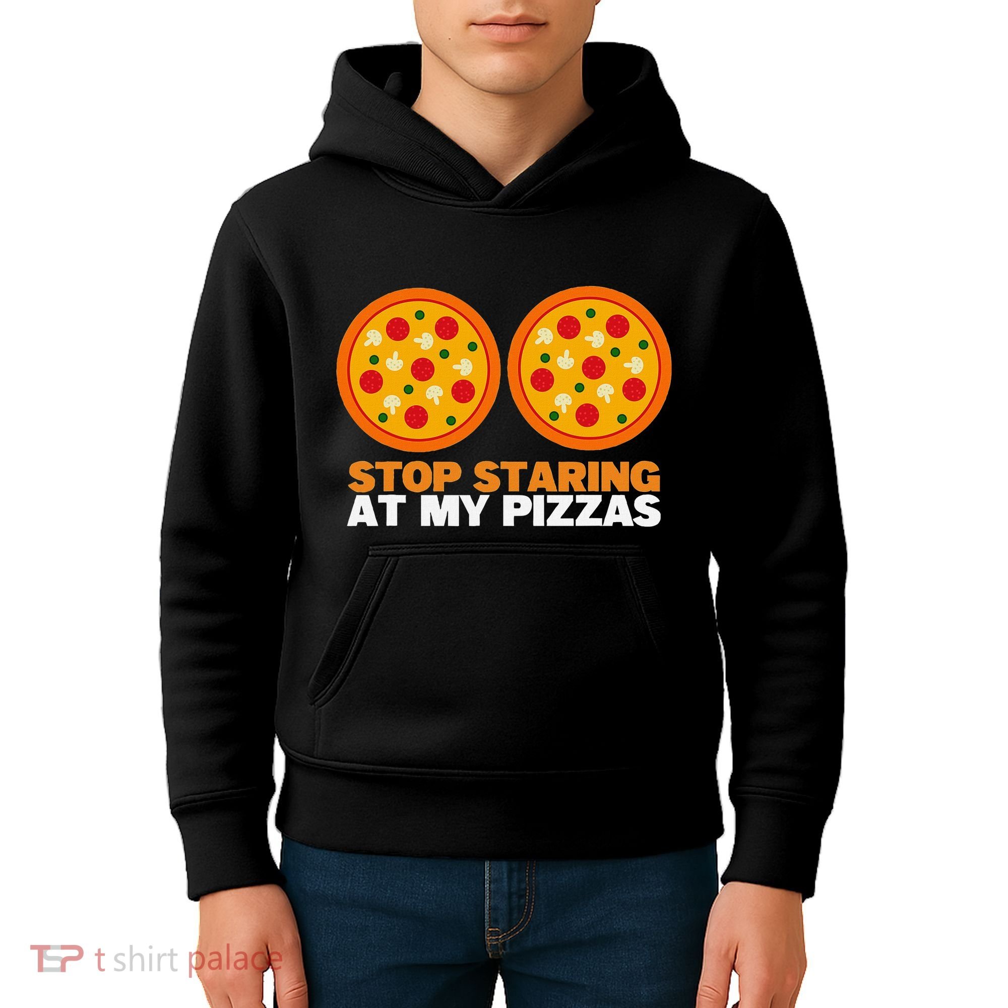 Stop Staring At My Pizza Party Women Funny Pizza Kids Hoodie