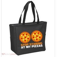Stop Staring At My Pizza Party Women Funny Pizza Tote Bag thumb 2