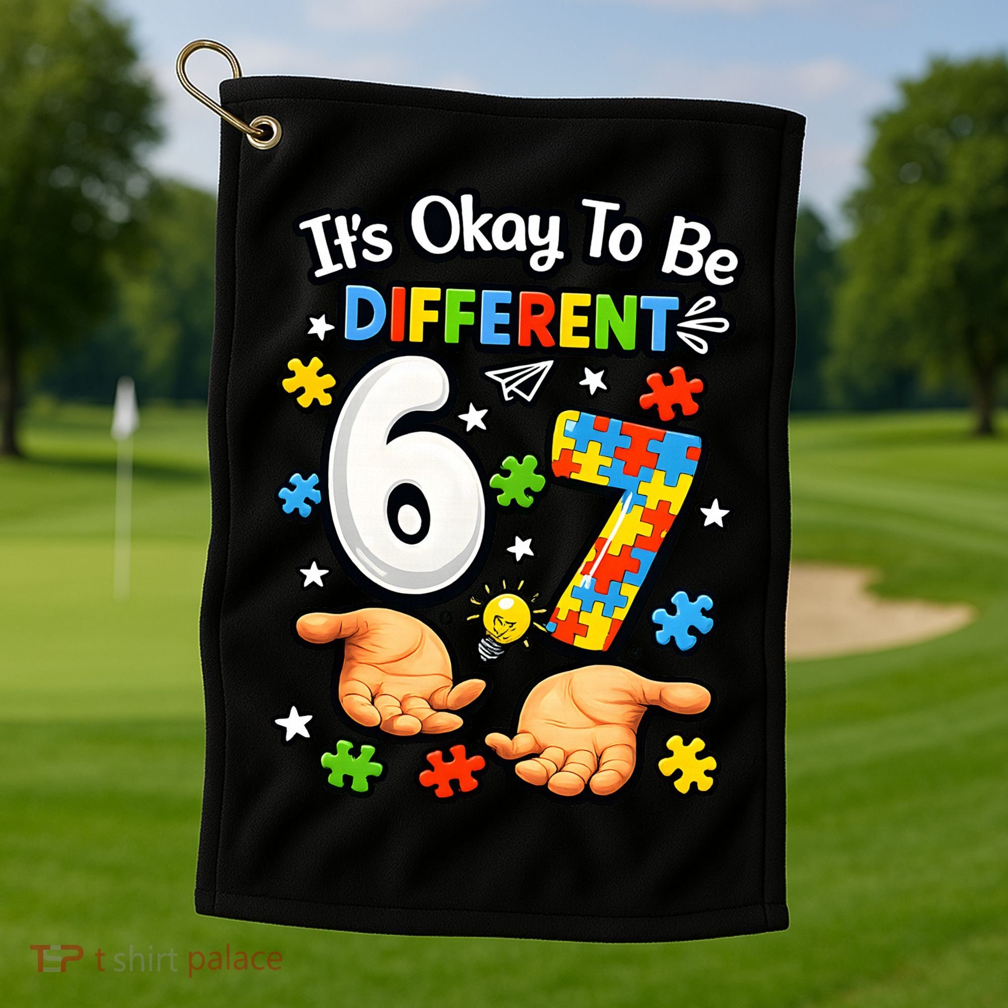 Six Seven Autism Awareness 67 Golf Towel