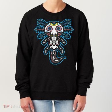 Sugar Skull Axolotl Skeleton Halloween Dia De Los Muertos  Women's Sweatshirt