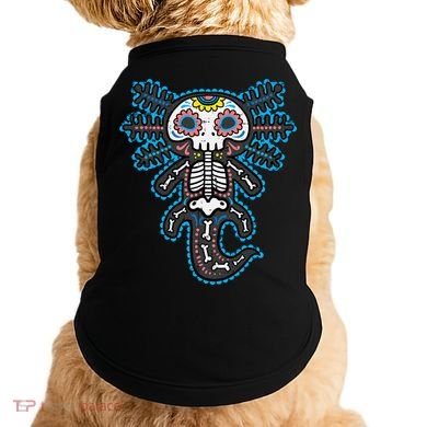 Sugar Skull Axolotl Skeleton Halloween Dia De Los Muertos  Doggie Tank