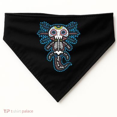 Sugar Skull Axolotl Skeleton Halloween Dia De Los Muertos  USA-Made Doggie Bandana
