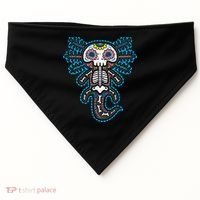 Sugar Skull Axolotl Skeleton Halloween Dia De Los Muertos  USA-Made Doggie Bandana thumb 0
