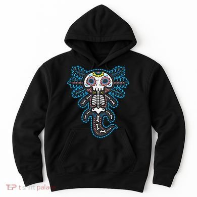 Sugar Skull Axolotl Skeleton Halloween Dia De Los Muertos  Hoodie