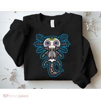 Sugar Skull Axolotl Skeleton Halloween Dia De Los Muertos  Sweatshirt thumb 2