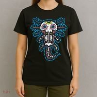 Sugar Skull Axolotl Skeleton Halloween Dia De Los Muertos  T-Shirt thumb 4
