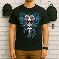 Sugar Skull Axolotl Skeleton Halloween Dia De Los Muertos  T-Shirt thumb 6