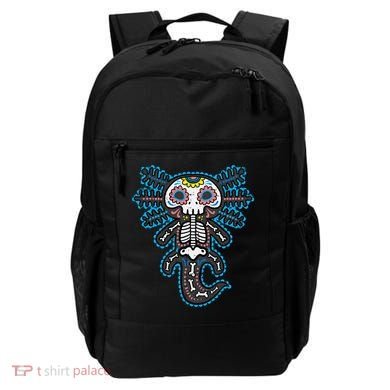 Sugar Skull Axolotl Skeleton Halloween Dia De Los Muertos  Backpack