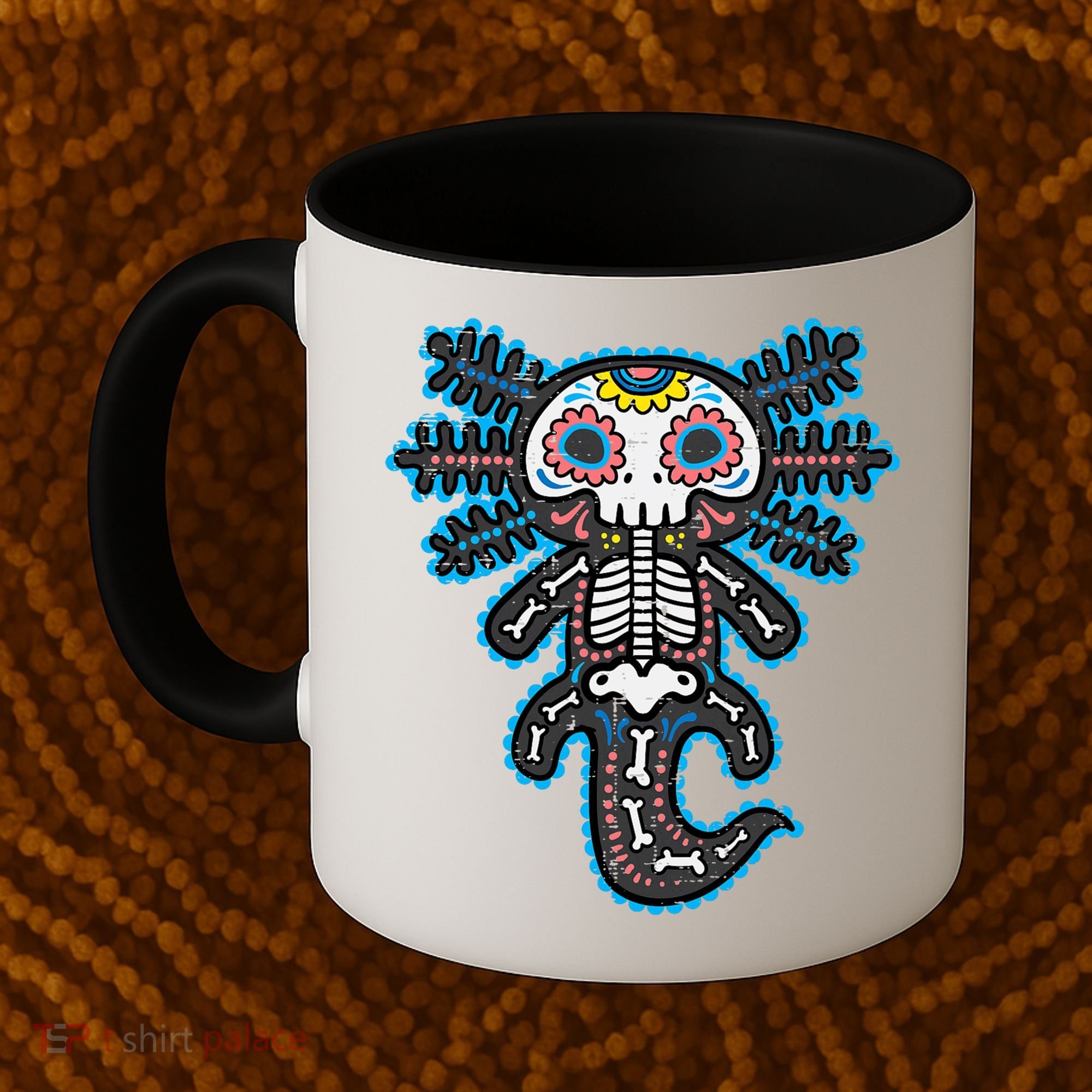 Sugar Skull Axolotl Skeleton Halloween Dia De Los Muertos  Coffee Mug