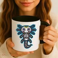 Sugar Skull Axolotl Skeleton Halloween Dia De Los Muertos  Coffee Mug thumb 3