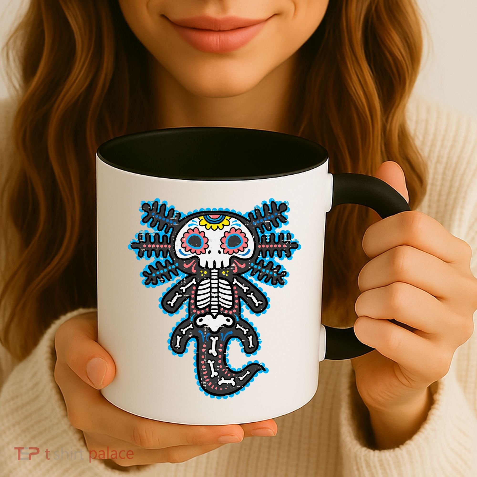 Sugar Skull Axolotl Skeleton Halloween Dia De Los Muertos  Coffee Mug