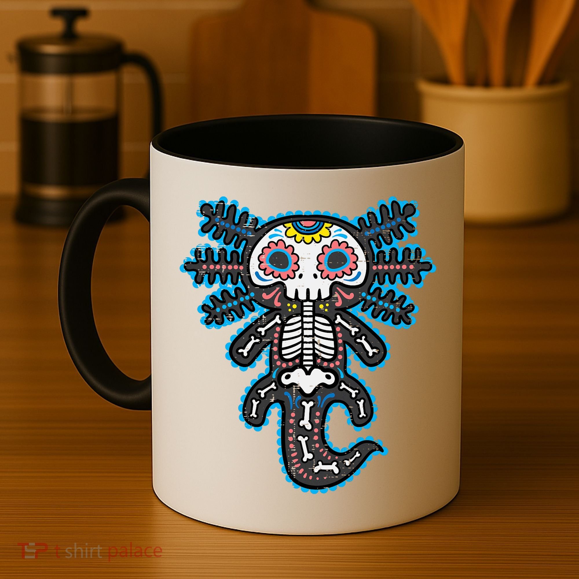 Sugar Skull Axolotl Skeleton Halloween Dia De Los Muertos  Coffee Mug