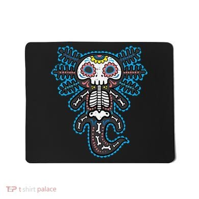 Sugar Skull Axolotl Skeleton Halloween Dia De Los Muertos  Mousepad