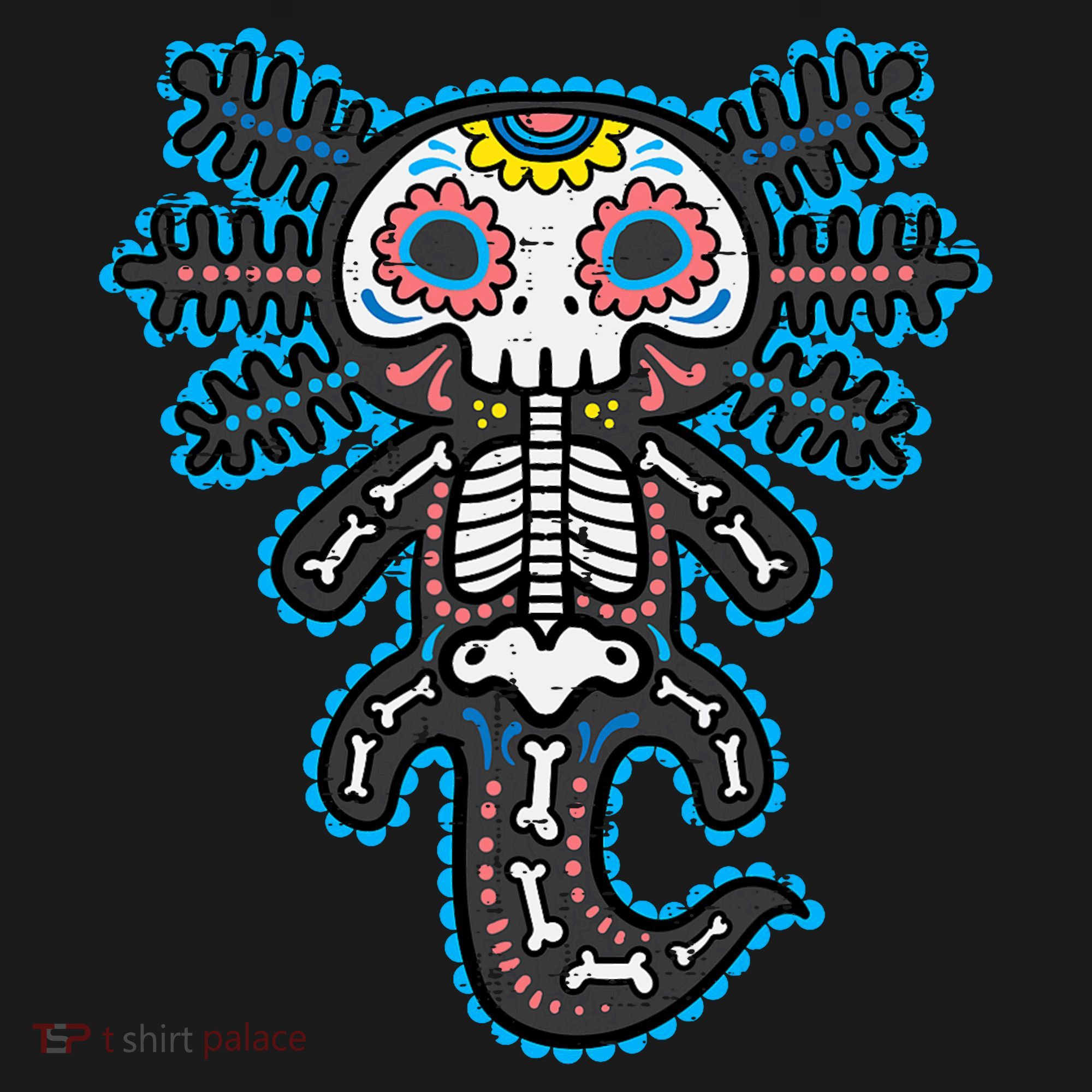 Sugar Skull Axolotl Skeleton Halloween Dia De Los Muertos  Ornament