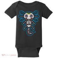 Sugar Skull Axolotl Skeleton Halloween Dia De Los Muertos  Baby Bodysuit thumb 0