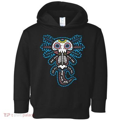 Sugar Skull Axolotl Skeleton Halloween Dia De Los Muertos  Toddler Hoodie
