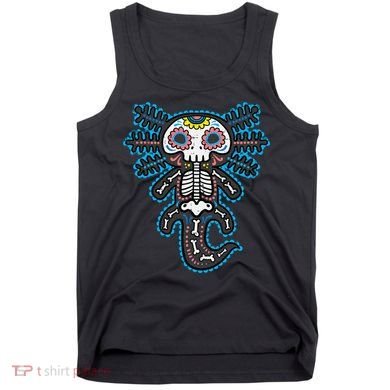 Sugar Skull Axolotl Skeleton Halloween Dia De Los Muertos  Tank Top