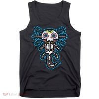 Sugar Skull Axolotl Skeleton Halloween Dia De Los Muertos  Tank Top thumb 0