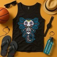 Sugar Skull Axolotl Skeleton Halloween Dia De Los Muertos  Tank Top thumb 4