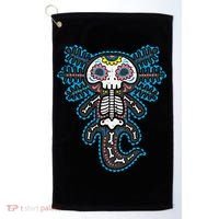 Sugar Skull Axolotl Skeleton Halloween Dia De Los Muertos  Golf Towel thumb 0