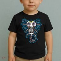 Sugar Skull Axolotl Skeleton Halloween Dia De Los Muertos  Toddler T-Shirt thumb 2