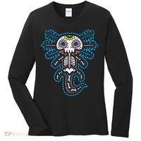 Sugar Skull Axolotl Skeleton Halloween Dia De Los Muertos  Women's Long Sleeve Shirt thumb 0