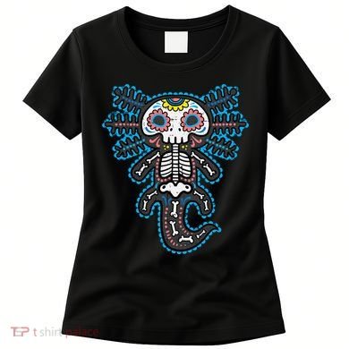 Sugar Skull Axolotl Skeleton Halloween Dia De Los Muertos  Women's T-Shirt