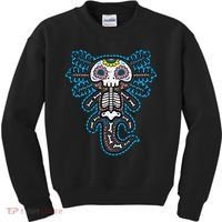 Sugar Skull Axolotl Skeleton Halloween Dia De Los Muertos  Kids Sweatshirt thumb 0