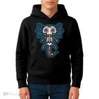 Sugar Skull Axolotl Skeleton Halloween Dia De Los Muertos  Kids Hoodie thumb 4