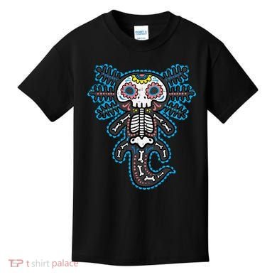 Sugar Skull Axolotl Skeleton Halloween Dia De Los Muertos  Kids T-Shirt