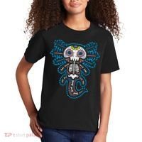 Sugar Skull Axolotl Skeleton Halloween Dia De Los Muertos  Kids T-Shirt thumb 2