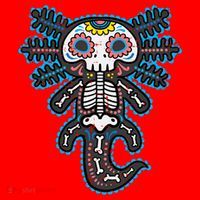 Sugar Skull Axolotl Skeleton Halloween Dia De Los Muertos  Santa Hat thumb 1