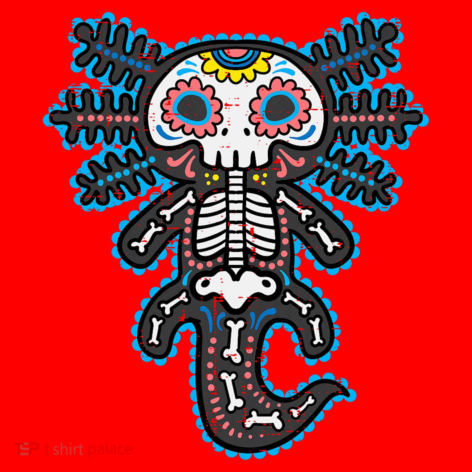 Sugar Skull Axolotl Skeleton Halloween Dia De Los Muertos  Santa Hat