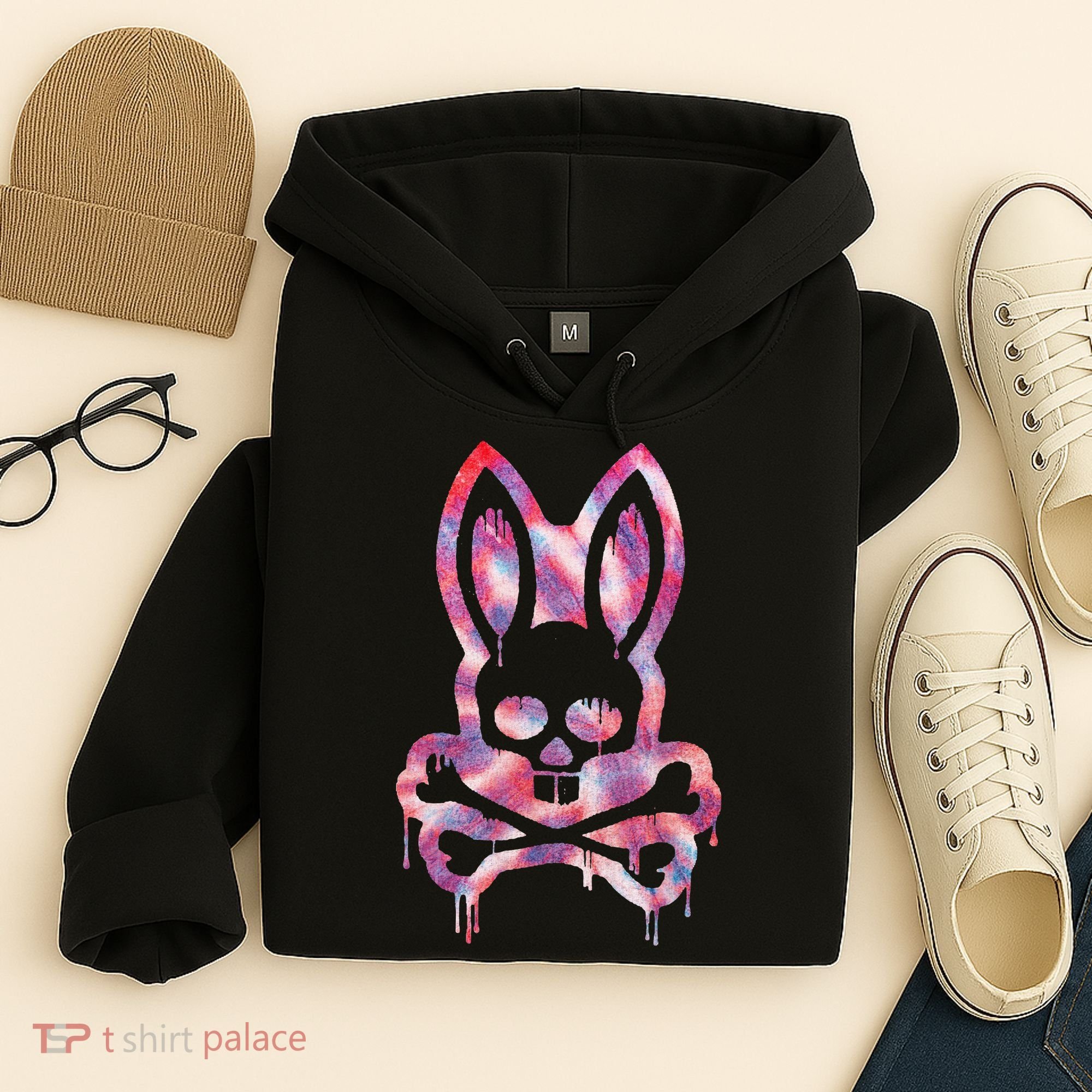 Scary Skull And Crossbones Bad Rabbit Horror Bunny Halloween Hoodie