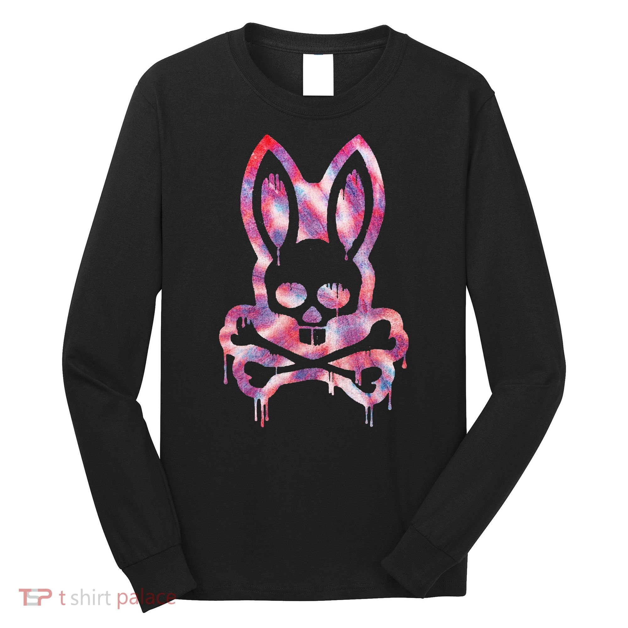 Scary Skull And Crossbones Bad Rabbit Horror Bunny Halloween Long Sleeve Shirt