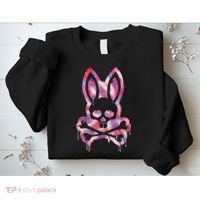 Scary Skull And Crossbones Bad Rabbit Horror Bunny Halloween Sweatshirt thumb 2