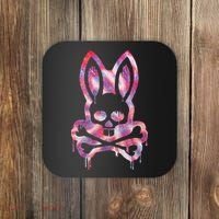 Scary Skull And Crossbones Bad Rabbit Horror Bunny Halloween Coaster thumb 0