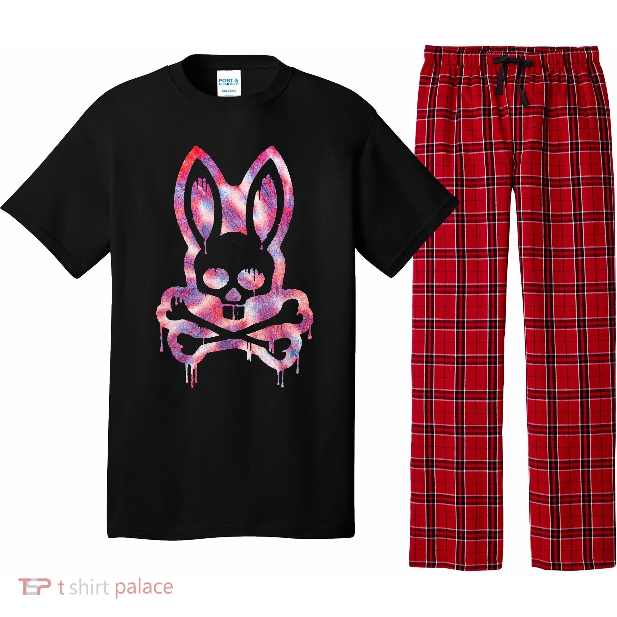 Scary Skull And Crossbones Bad Rabbit Horror Bunny Halloween Pajama Set