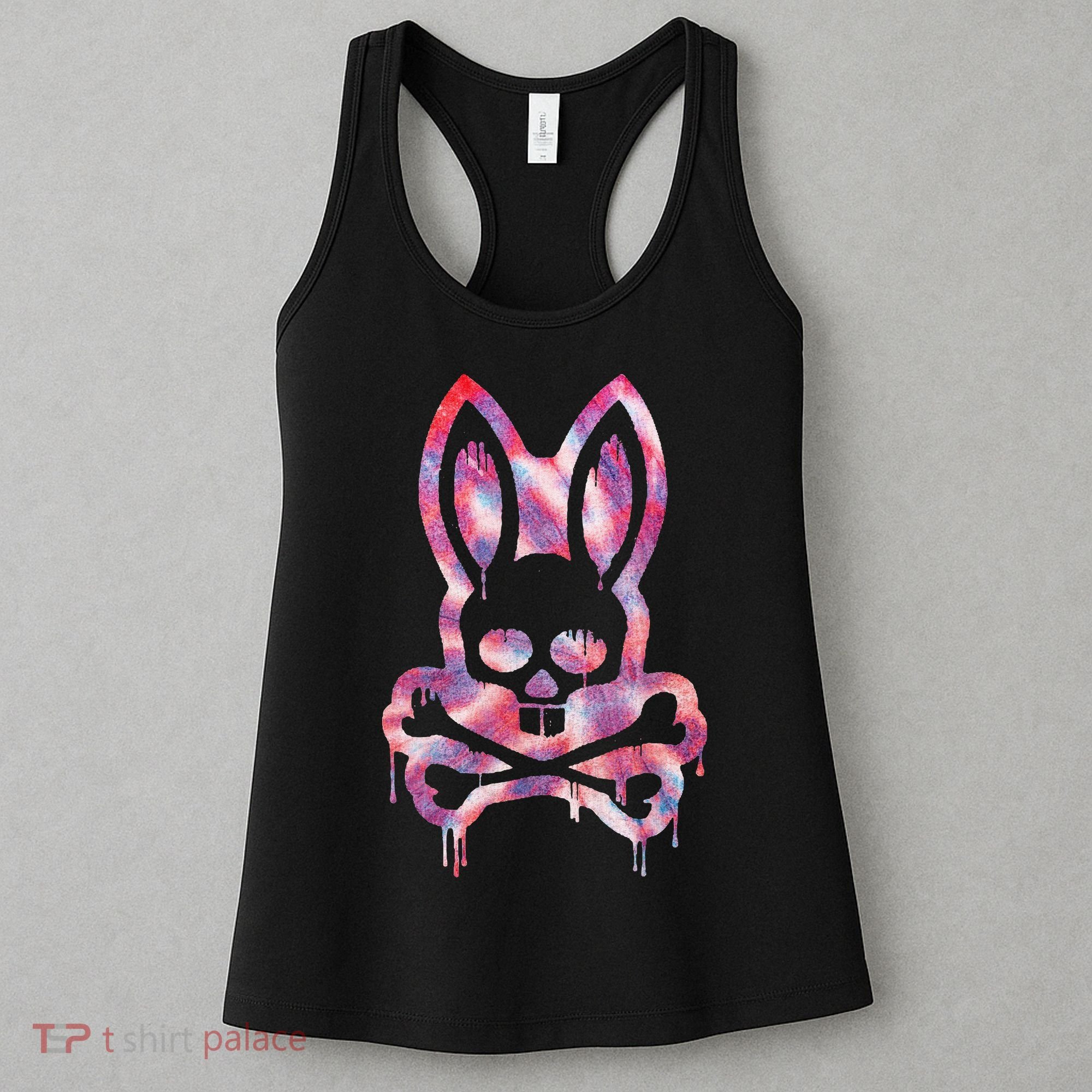 Scary Skull And Crossbones Bad Rabbit Horror Bunny Halloween Women's Tank Top