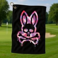 Scary Skull And Crossbones Bad Rabbit Horror Bunny Halloween Golf Towel thumb 1