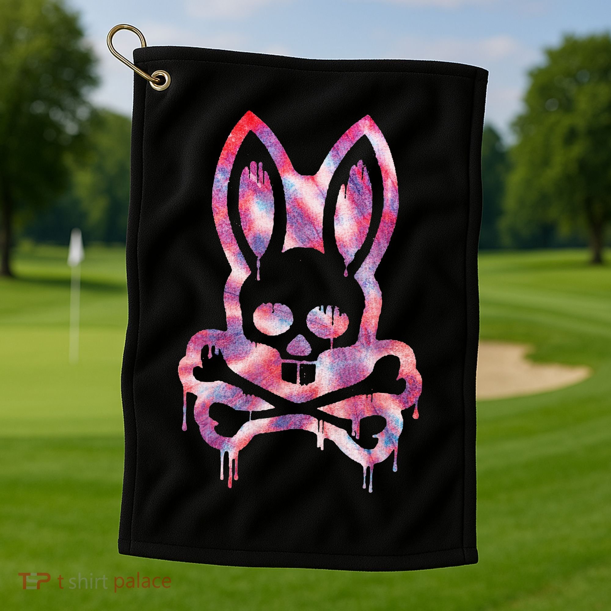Scary Skull And Crossbones Bad Rabbit Horror Bunny Halloween Golf Towel